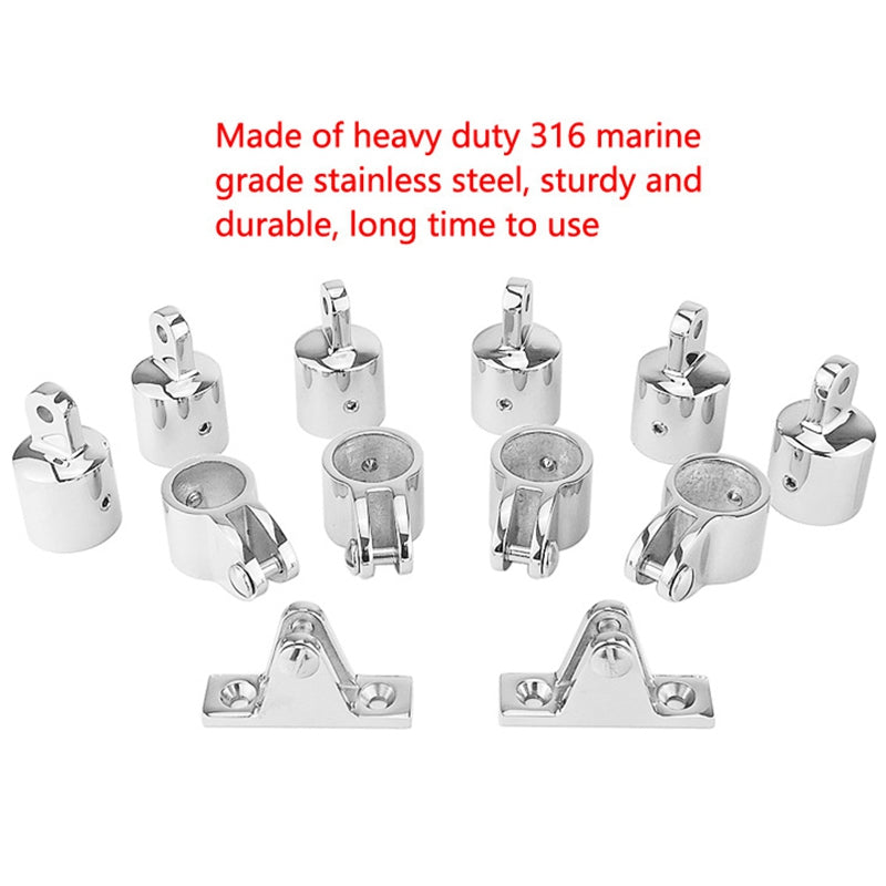 12 PCS Universal 3-Bow Bimini Top Stainless Steel 316 Marine Hardware Set Deck product image