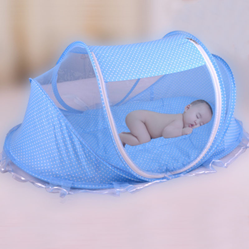 Foldable Baby Bed Net With Pillow Net 2pieces Set Yellow Boat front view