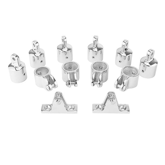 12 PCS Universal 3-Bow Bimini Top Stainless Steel 316 Marine Hardware Set Deck front view