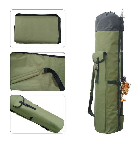 Multi-functional fishing rod package Army green Green side view