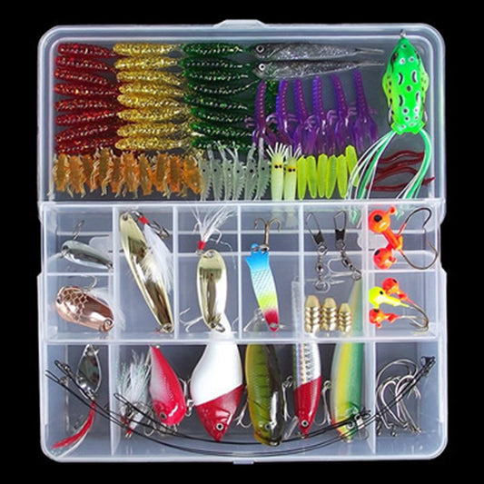 100-Piece Fishing Lure Set - Soft Bait, Minnow, VIB & More default front view
