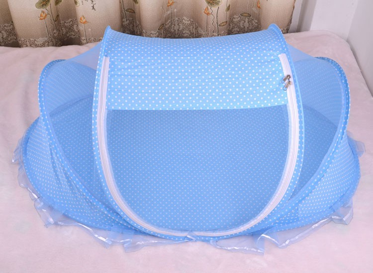 Foldable Baby Bed Net With Pillow Net 2pieces Set Blue Boat product image