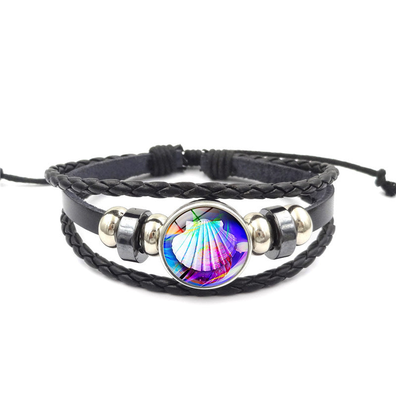 Handmade Multi-Layer Woven Bracelet - Ocean Inspired Leather Jewelry product image