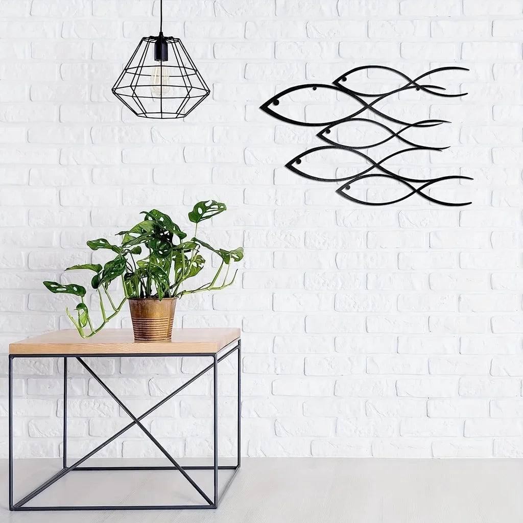 Nautical Metal Fish Wall Art - School of Fish Wall Decor product image