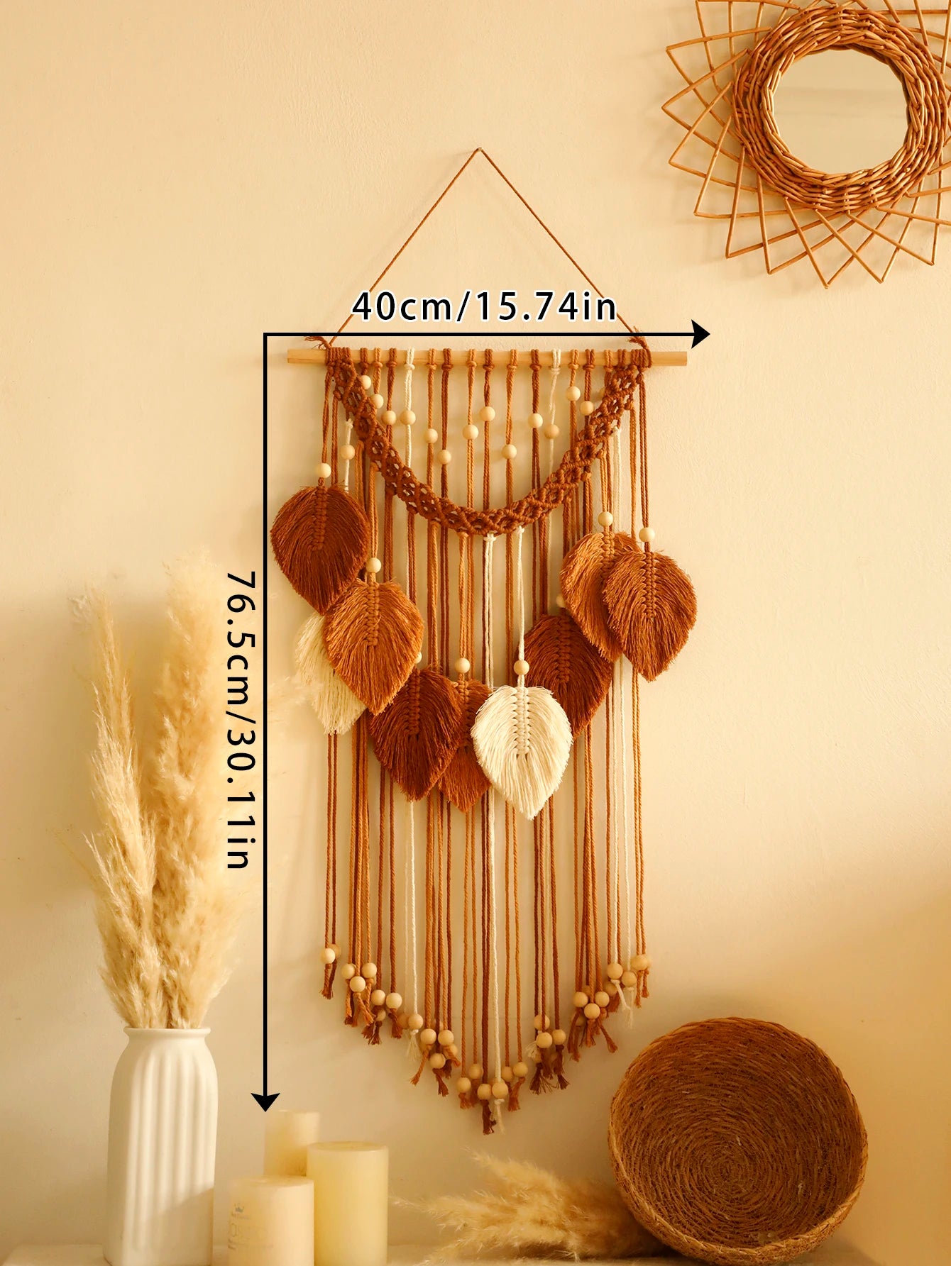 Handmade Leaf Macrame Wall Tapestry - Boho Wall Hanging product image