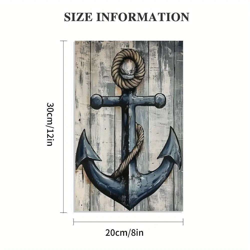Nautical Canvas Wall Art - Lighthouse Anchor Compass Poster 8x12" product image