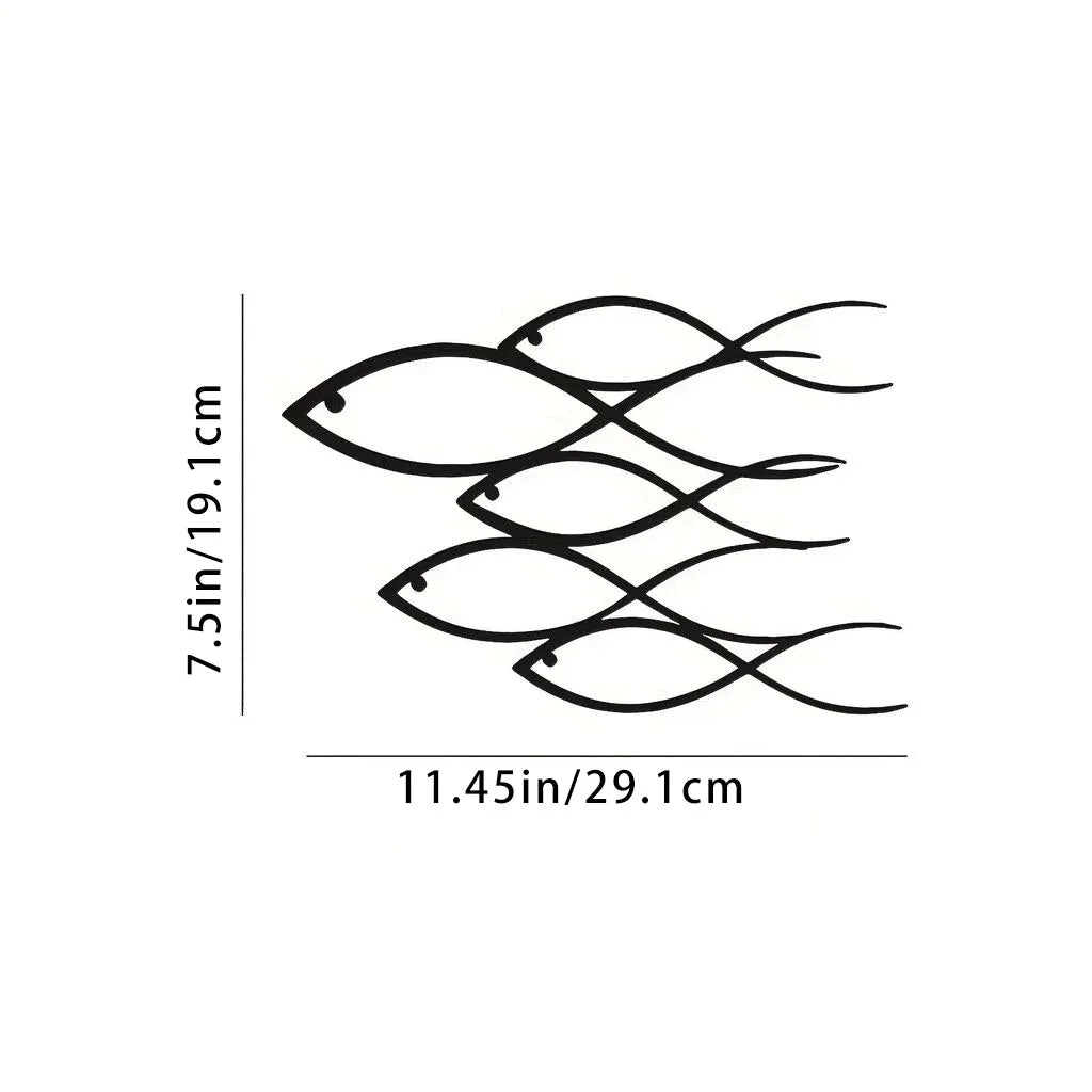 Nautical Metal Fish Wall Art - School of Fish Wall Decor product image