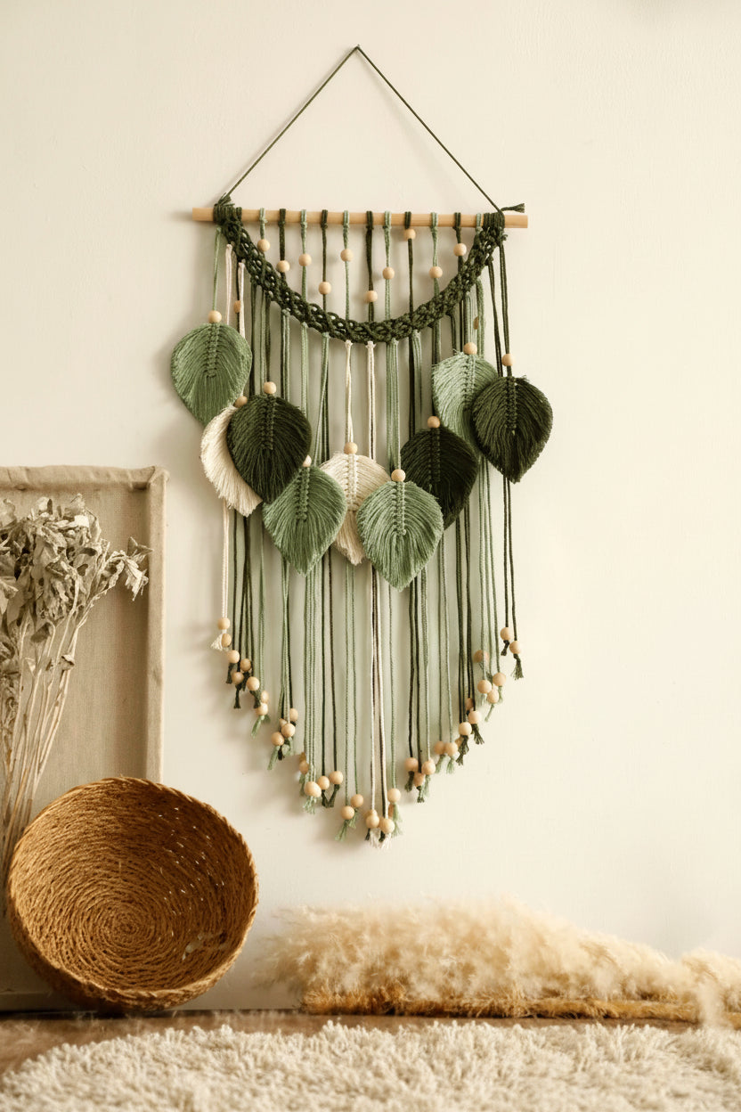 Handmade Leaf Macrame Wall Tapestry - Boho Wall Hanging product image