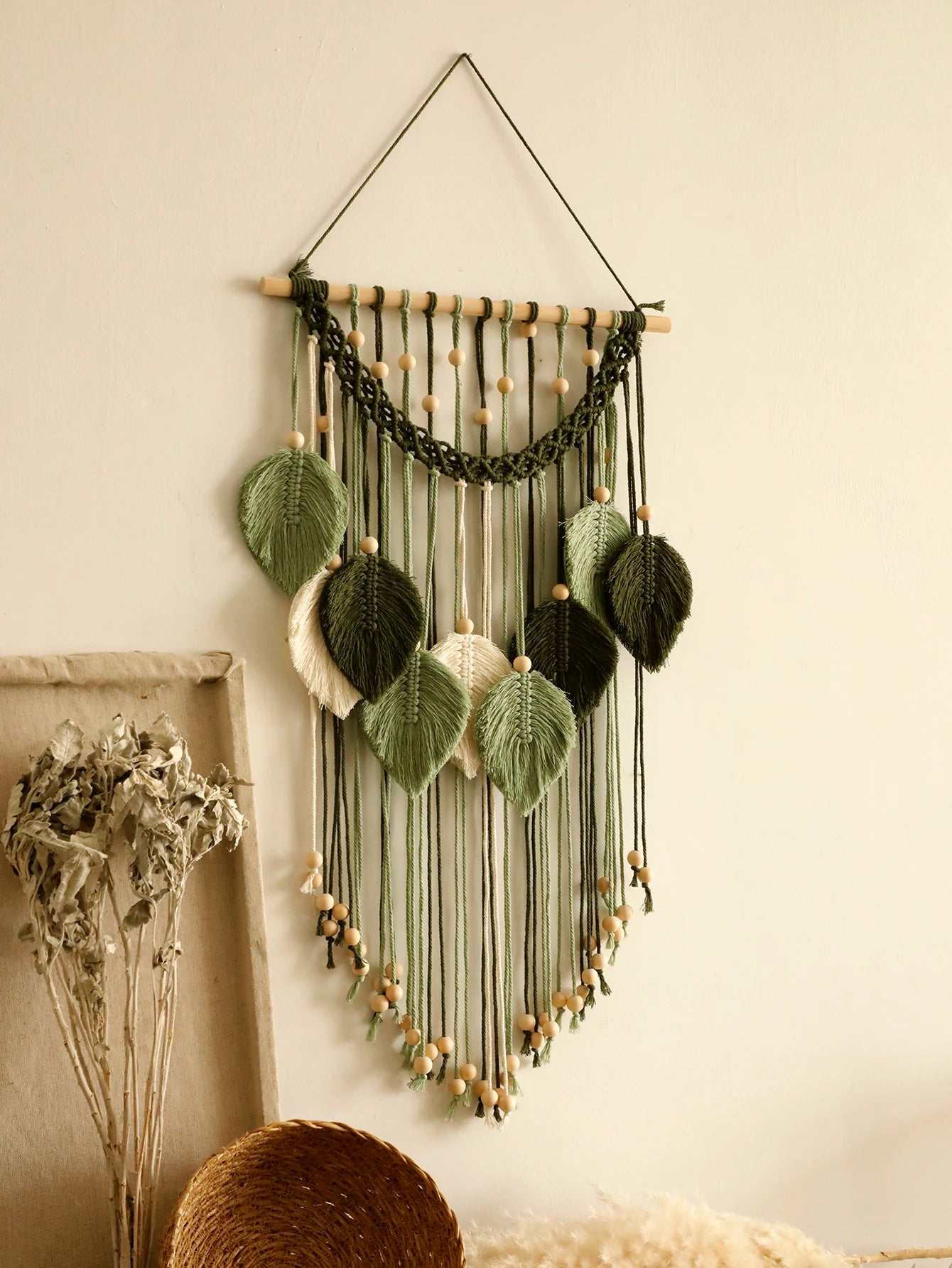 Handmade Leaf Macrame Wall Tapestry - Boho Wall Hanging product image