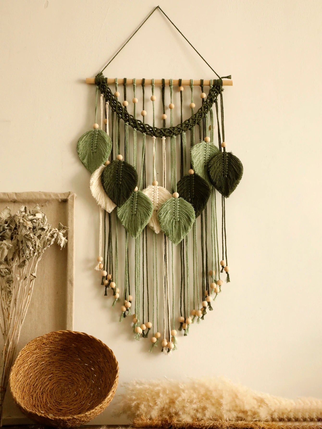 Handmade Leaf Macrame Wall Tapestry - Boho Wall Hanging product image