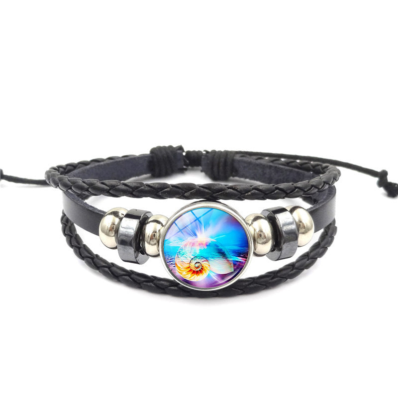 Handmade Multi-Layer Woven Bracelet - Ocean Inspired Leather Jewelry product image