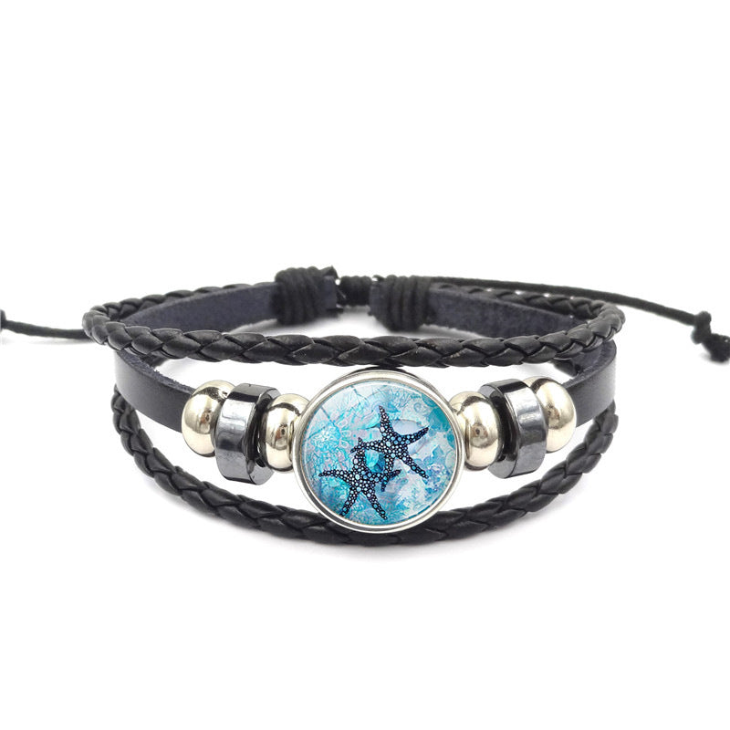 Handmade Multi-Layer Woven Bracelet - Ocean Inspired Leather Jewelry product image