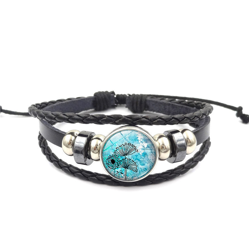 Handmade Multi-Layer Woven Bracelet - Ocean Inspired Leather Jewelry detail view
